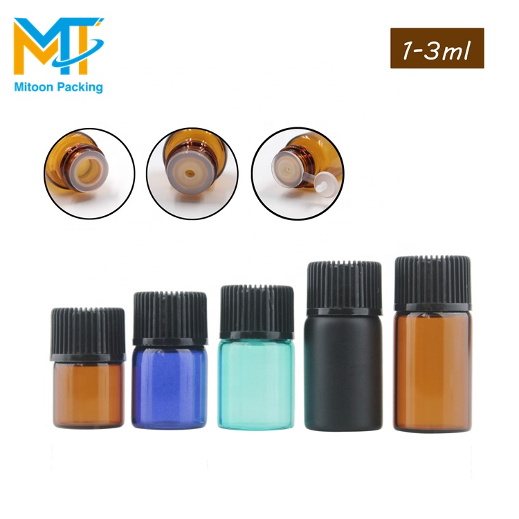 Wholesale Essential Oil Glass Bottle 1ml 2ml 3ml 5ml Mini Sample Clear Amber Glass Vial