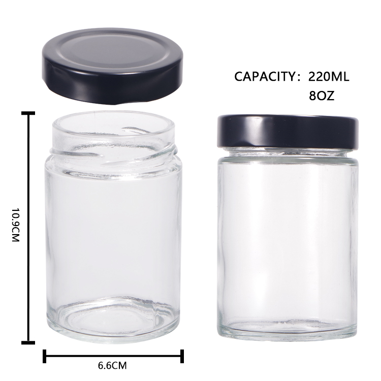 Wholesale Factory High Quality Custom Clear Round Glass Jar For Honey With Screw Metal Lid