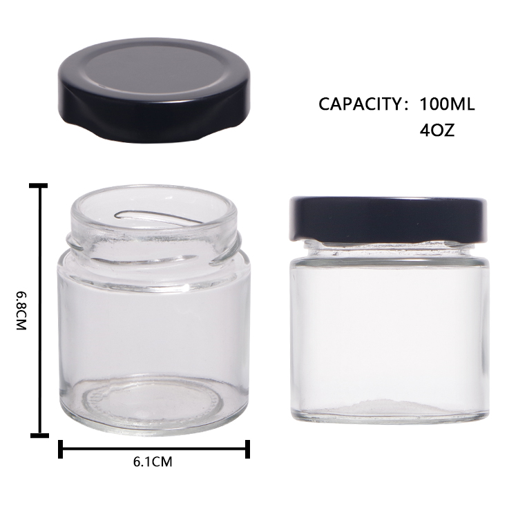 Wholesale Factory High Quality Custom Clear Round Glass Jar For Honey With Screw Metal Lid