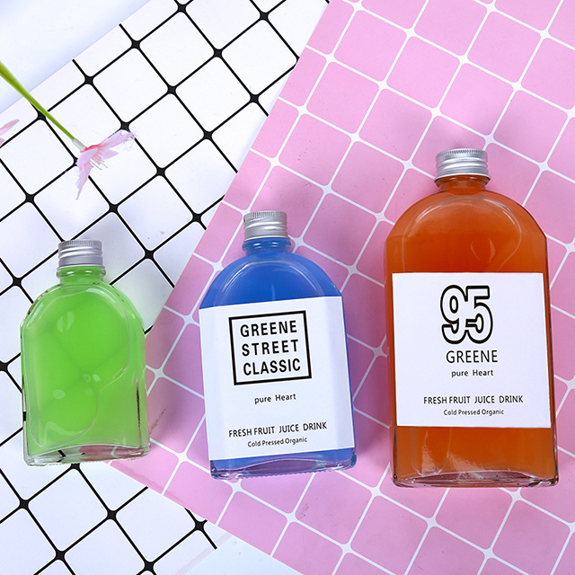 Wholesale Fashion Coffee Tea Bottle 50ml 100ml 200ml 250ml 350ml 500ml Flat Square Juice Glass bottle