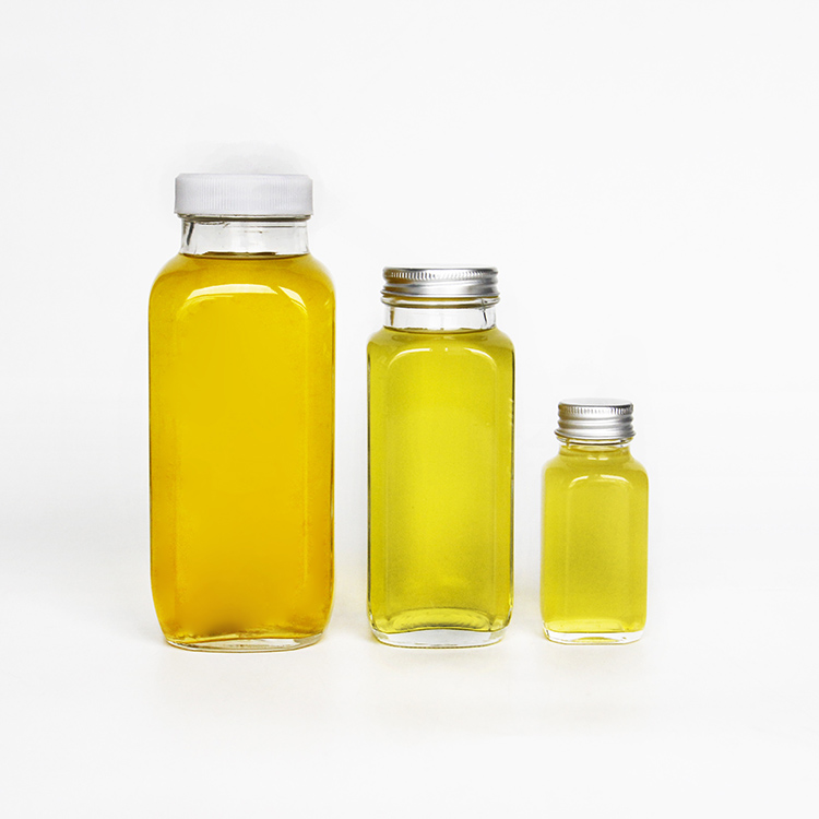Wholesale Fashion Mini Empty French Square Beverage Bottle For Cold Pressing Lemon Juice Milk Tea