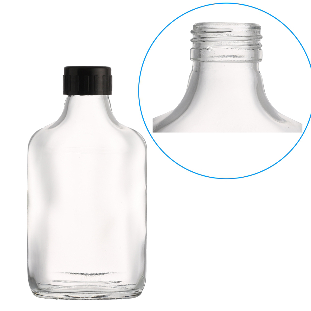 Wholesale Flat Bottles Custom Color Amber Clear Glass Bottle Hip Flask for Vodka Whisky Spirit Liquor