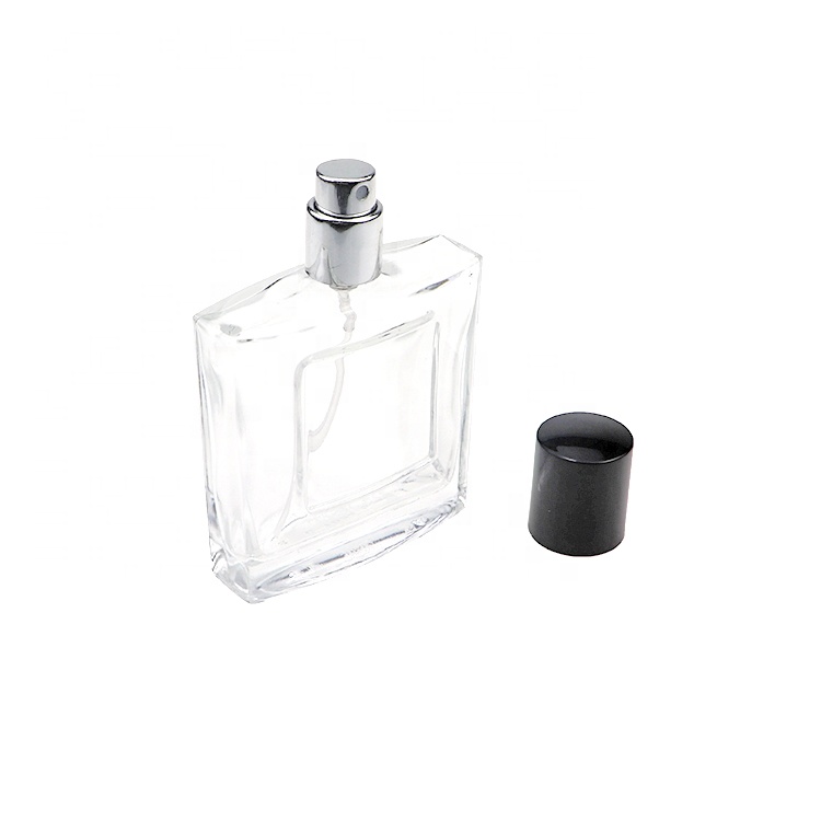 Wholesale Flat Square Clear 50ml Glass Perfume Bottles With Cap
