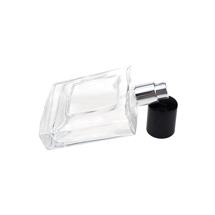 Wholesale Flat Square Clear 50ml Glass Perfume Bottles With Cap