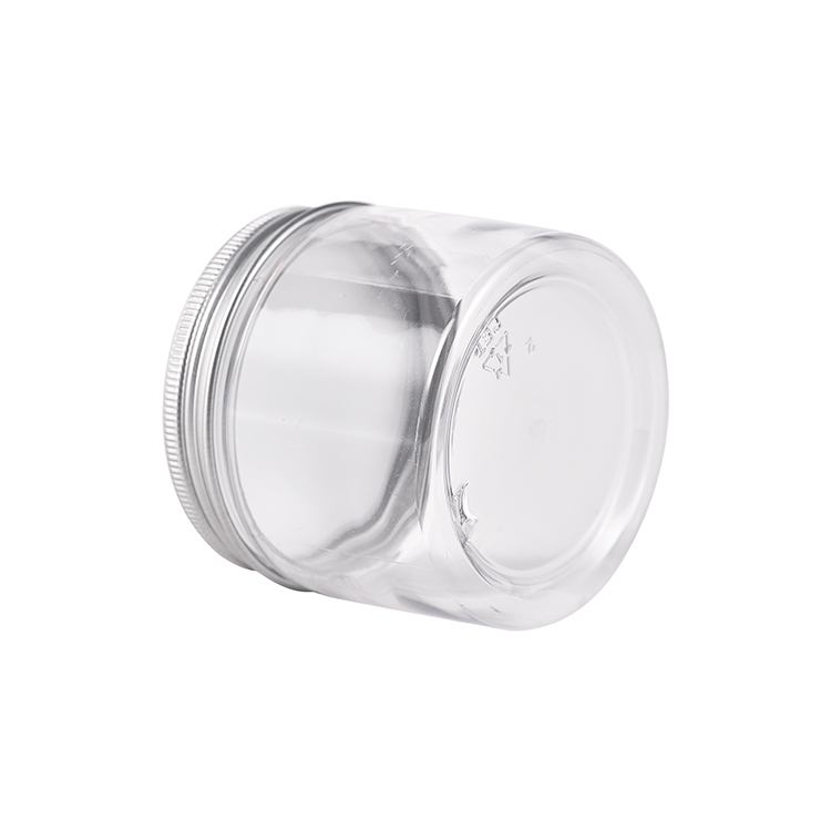 Wholesale Food Grade Plastic Empty Jar Wide Mouth Cosmetic Pet Jars with Aluminum Silver Cap