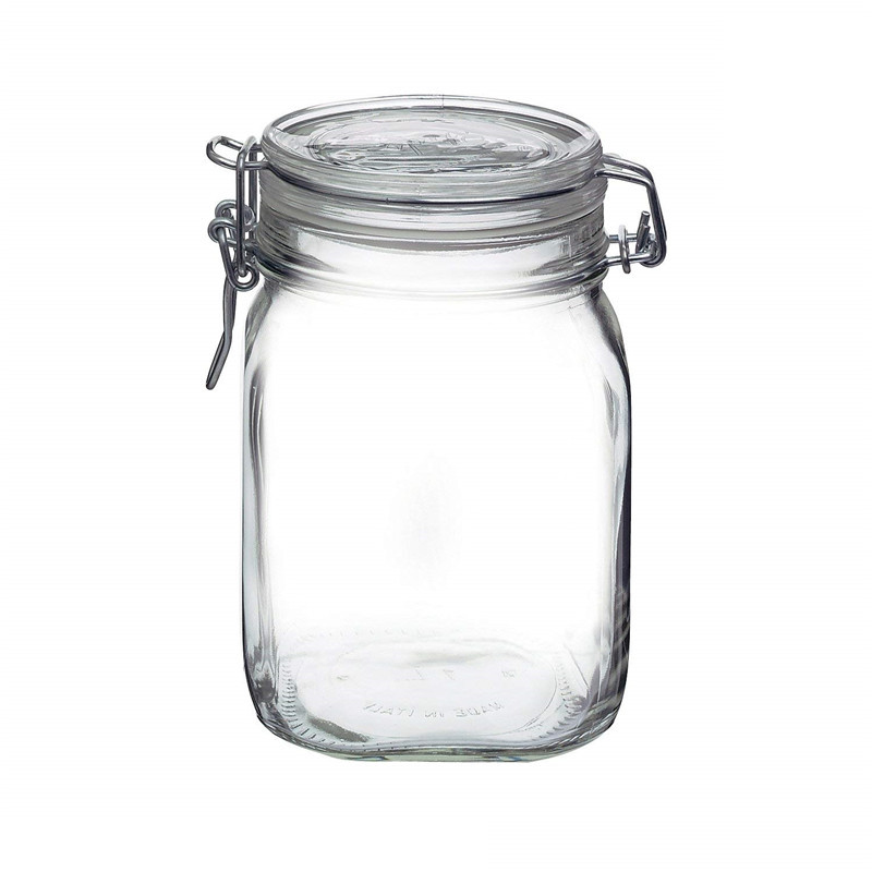 Wholesale Food Safe Glass Jar With Metal Clip Lid And Rubber Seal/Airtight Storage Jar