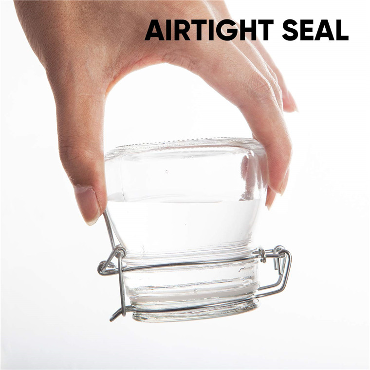 Wholesale Food Safe Glass Jar With Metal Clip Lid And Rubber Seal/Airtight Storage Jar