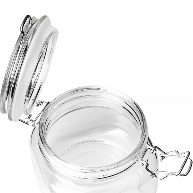 Wholesale Food Safe Glass Jar With Metal Clip Lid And Rubber Seal/Airtight Storage Jar