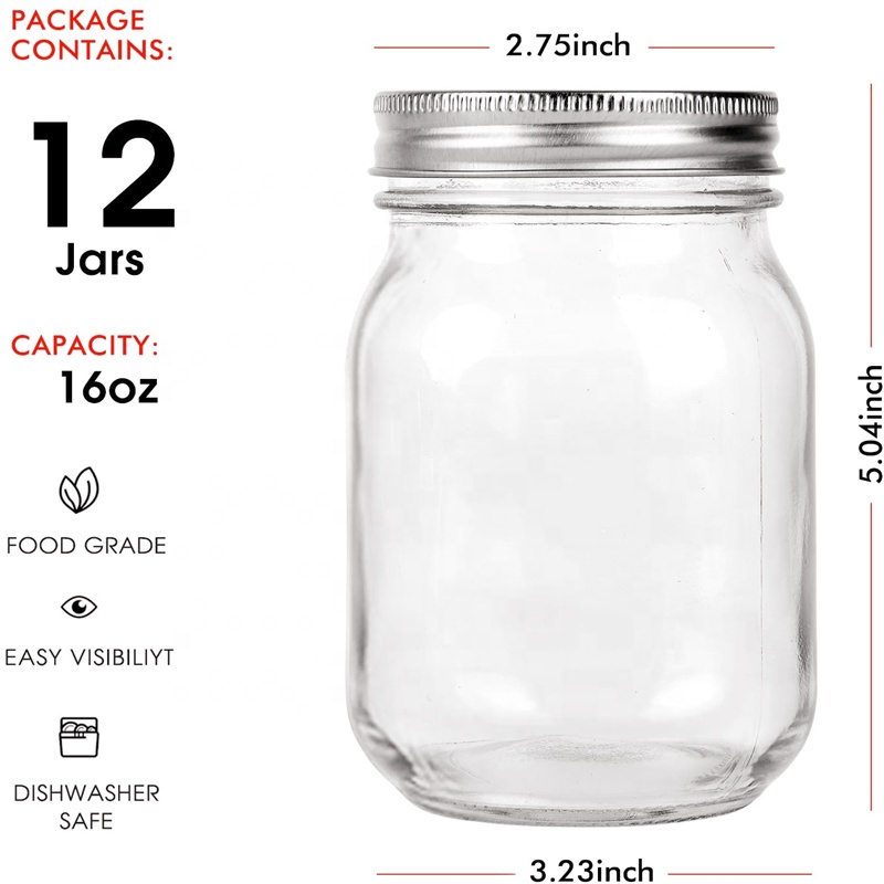 Wholesale Food Storage 32 with lids 8 oz wide mouth mason jars 16oz for candle making