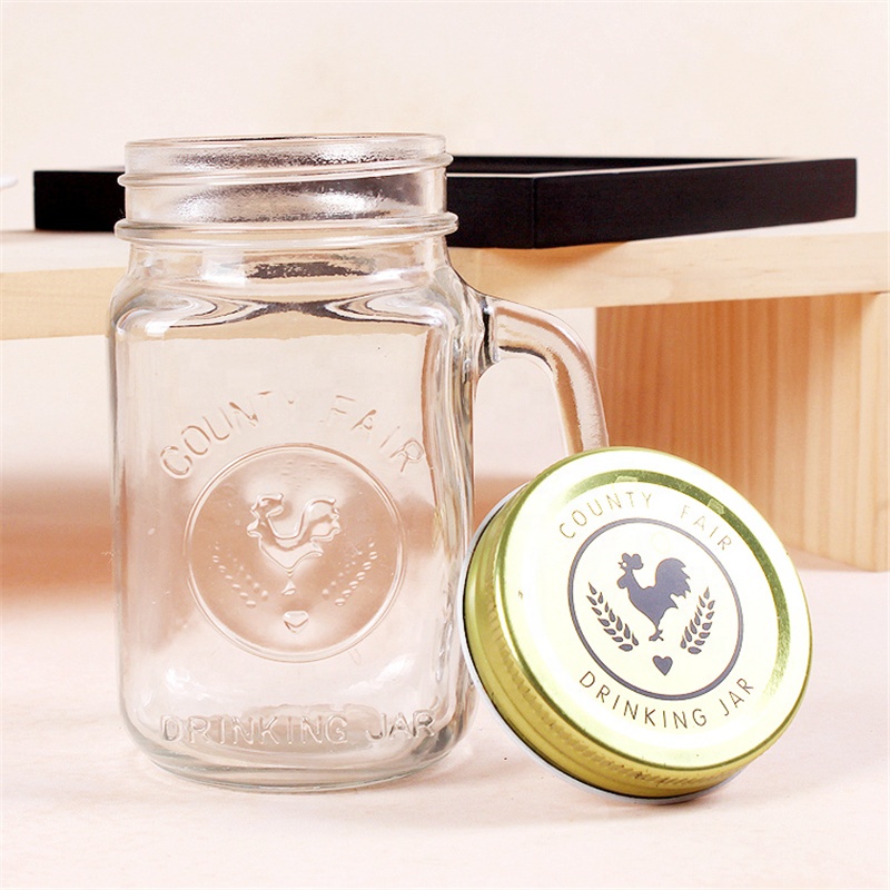 Wholesale Food Storage light candles mason jar 12oz with Gold Tinplate Lid