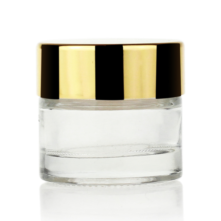 Wholesale Free Sample Oem Luxury Gold Cover Clear Glass Cosmetic Cream Jar 10g For Cream