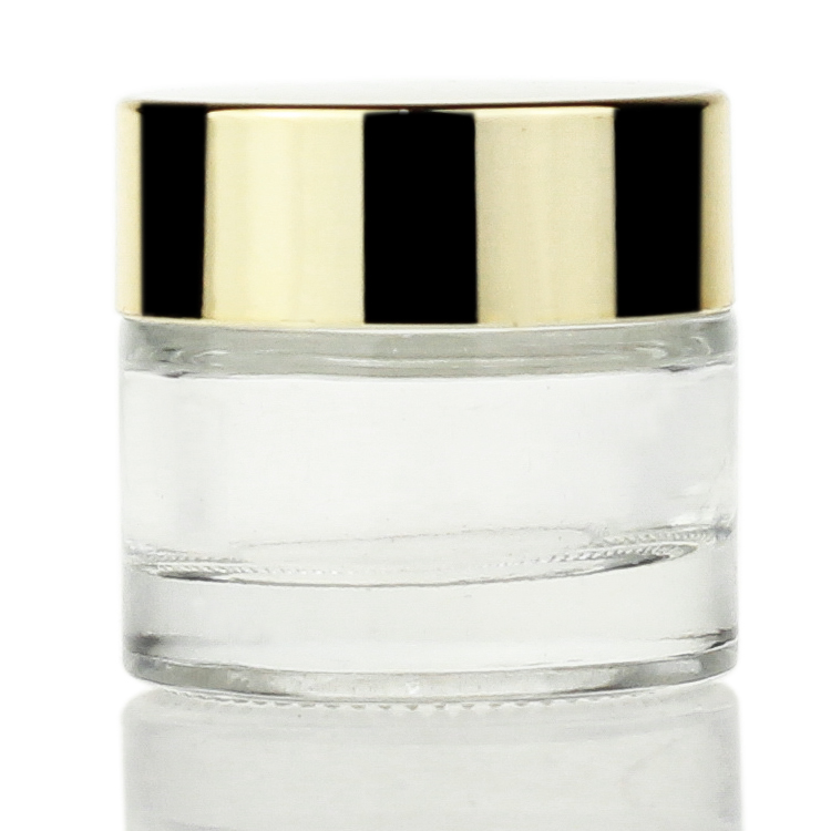 Wholesale Free Sample Oem Luxury Gold Cover Clear Glass Cosmetic Cream Jar 10g For Cream