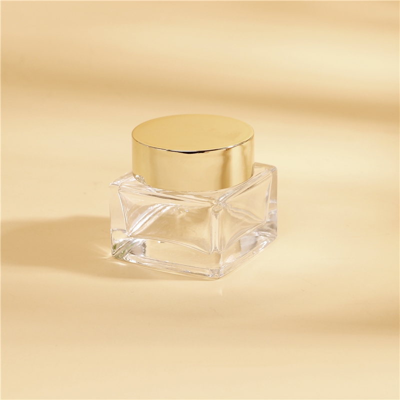 Wholesale Frosted Cosmetic Packaging Container Cream PET Glass Jar With Gold Aluminum Lid