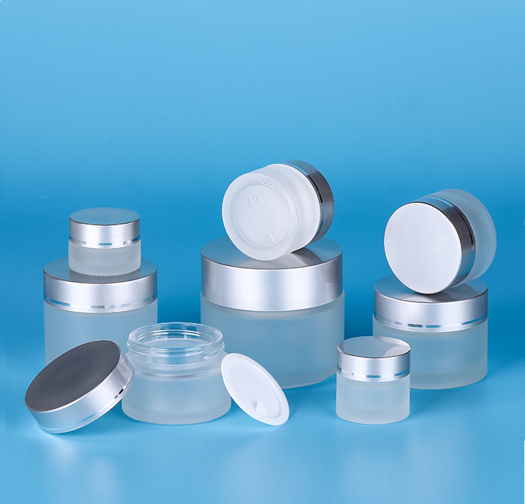 Wholesale Frosted Glass Jar 5g 100g Cosmetic Glass Bottle Sets Glasses Jar For Skincare Face Cream Lotion Subpackage Bottle