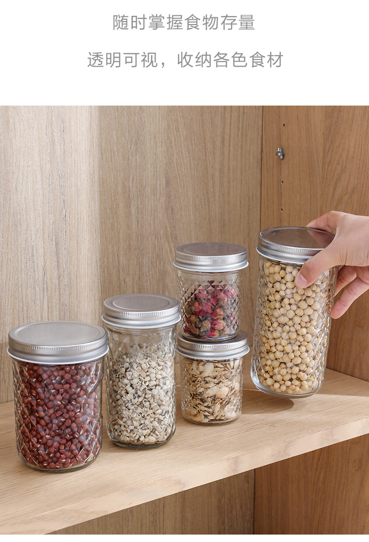 Wholesale Glass Diamond Canned Bottle Jam Jars Luxury Caviar Jam Glass Bottle