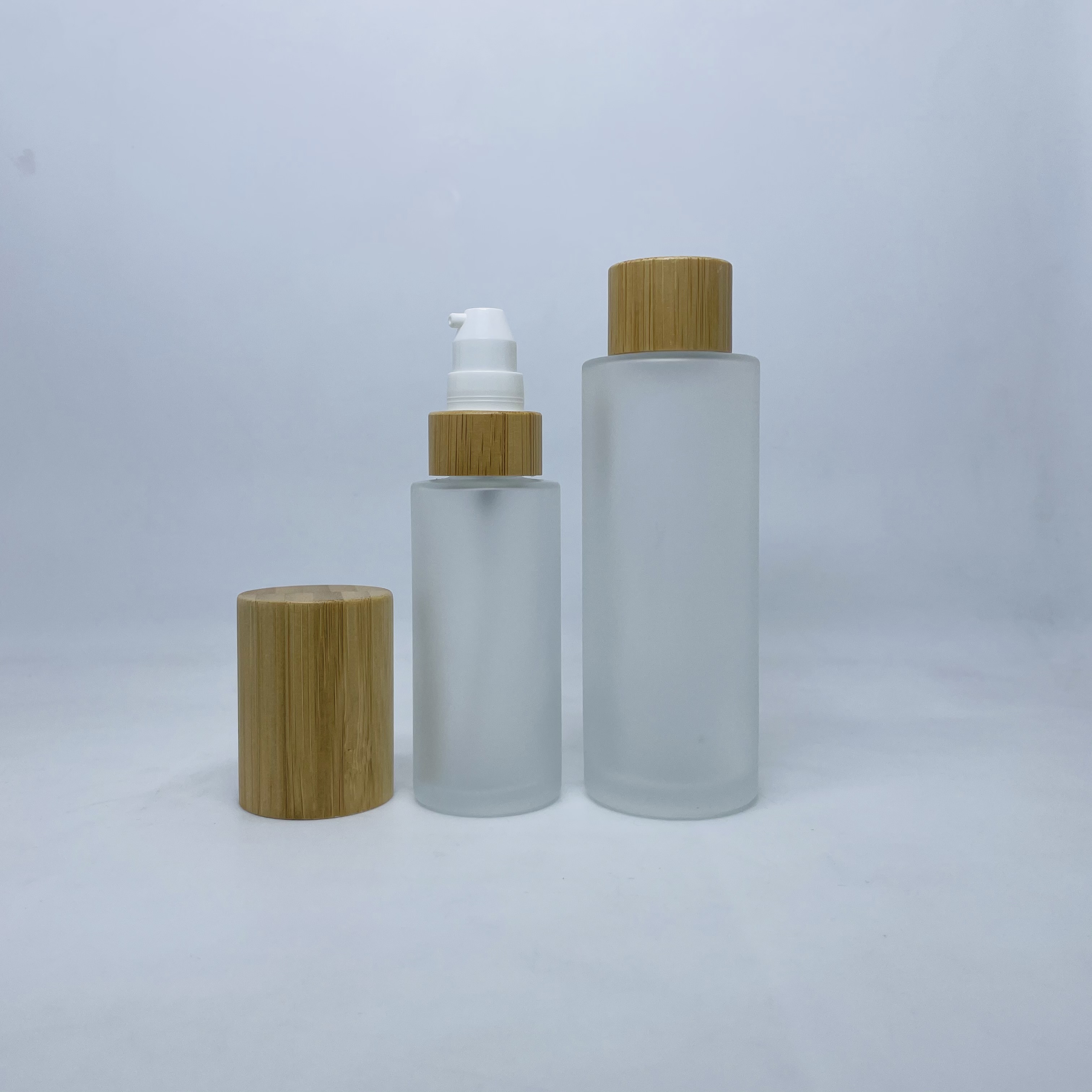 Wholesale Glass Frosted Green Lotion Packaging Bottle Glass Jar for Face Cream
