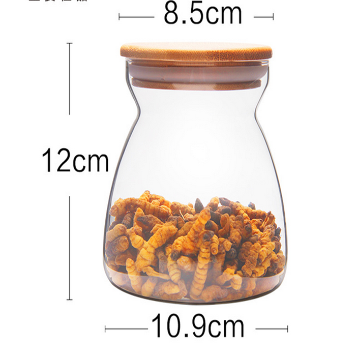 Wholesale Glass Jars And Containers Clear Food Storage Glass Jar 17 oz with Airtight Seal Bamboo Lid