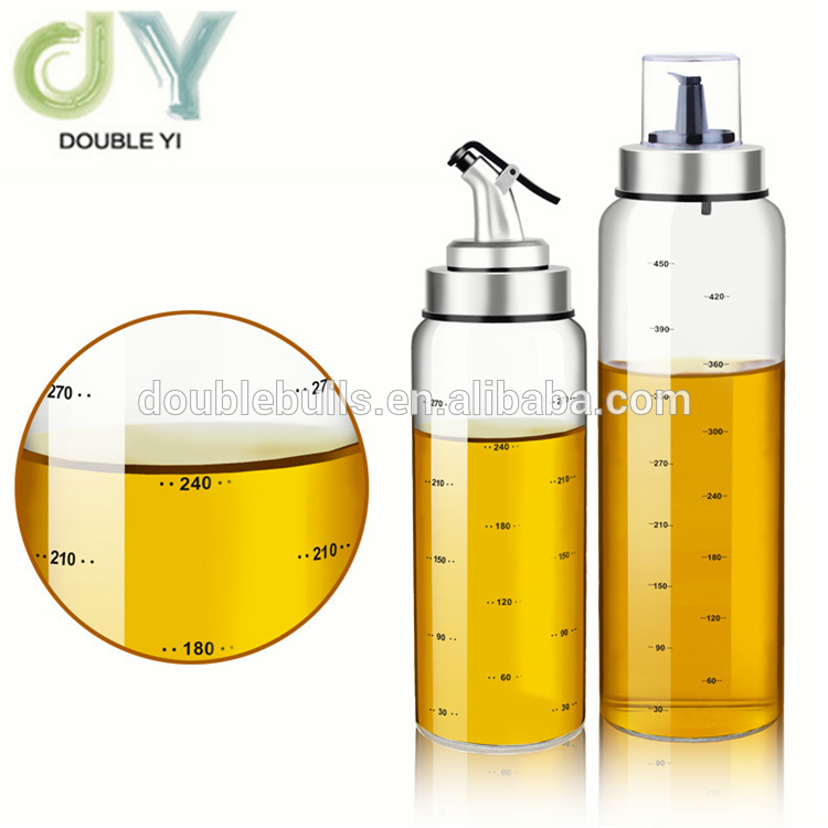 Wholesale Glass Oil Dispenser Bottle with Stainless Steel Pour Spout/ Kitchen Cruet Oil Bottle Glass Cooking Oil Vinegar