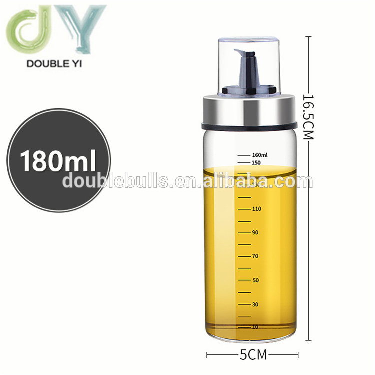 Wholesale Glass Oil Dispenser Bottle with Stainless Steel Pour Spout/ Kitchen Cruet Oil Bottle Glass Cooking Oil Vinegar