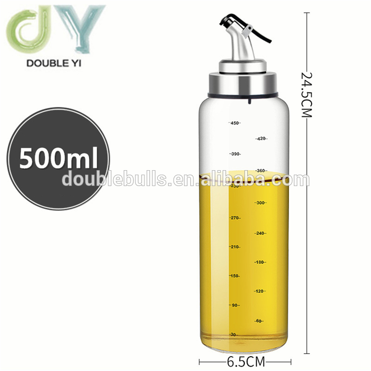 Wholesale Glass Oil Dispenser Bottle with Stainless Steel Pour Spout/ Kitchen Cruet Oil Bottle Glass Cooking Oil Vinegar