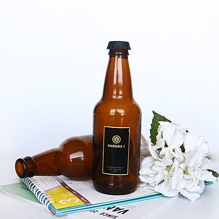 Wholesale Glass Packaging 330ml 500ml Amber Wine Container Swing Top Glass Beer Bottle With Crown Lid