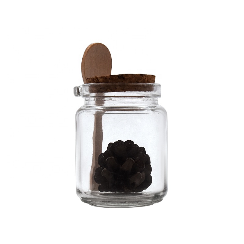 Wholesale Glass Spice Jar Bath Salt Jar WIth Wooden Lid And Spoon