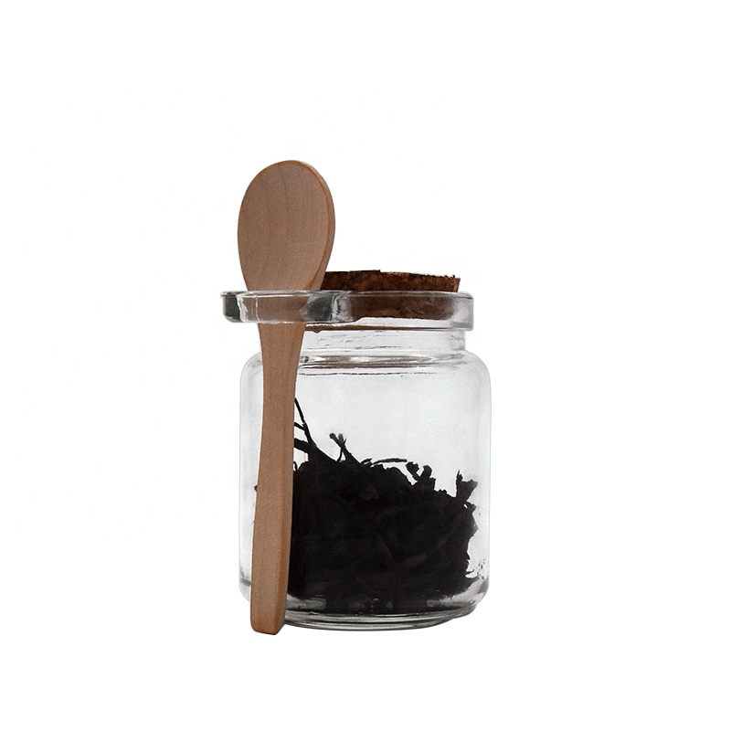 Wholesale Glass Spice Jar Bath Salt Jar WIth Wooden Lid And Spoon
