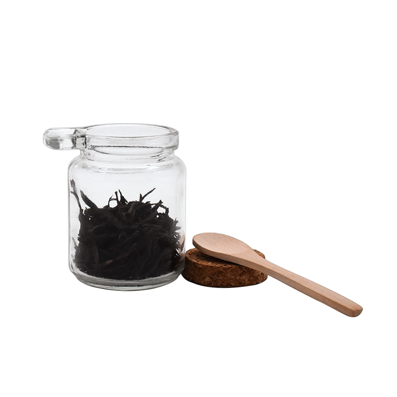Wholesale Glass Spice Jar Bath Salt Jar WIth Wooden Lid And Spoon