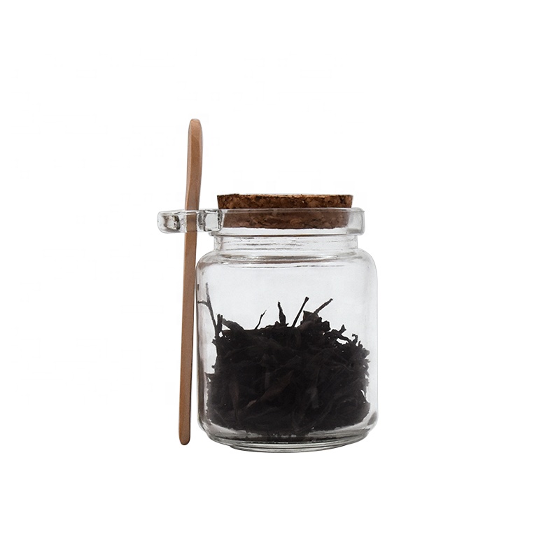 Wholesale Glass Spice Jar Bath Salt Jar WIth Wooden Lid And Spoon