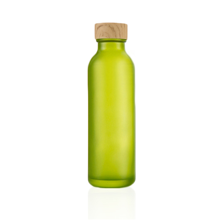 Wholesale Green Bottle 50g 50ml 110ml 150ml Frosted Glass Cosmetics Set Bottles With Bamboo Lids
