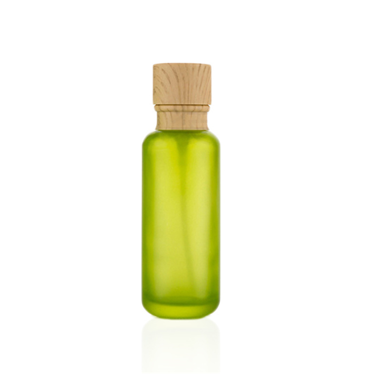 Wholesale Green Bottle 50g 50ml 110ml 150ml Frosted Glass Cosmetics Set Bottles With Bamboo Lids