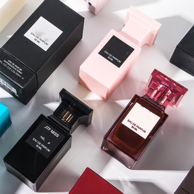 Wholesale Green Square 50ml crimping top glass bottle perfume spray