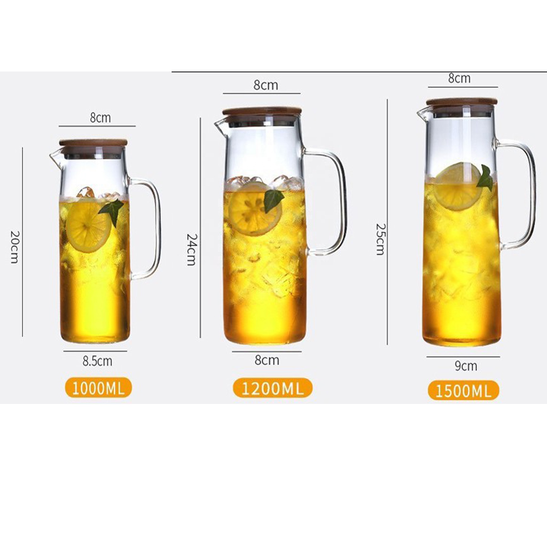 Wholesale Handmade Borosilicate Glass Heat Resistant Drinking Glass Water Pitcher Jug With Bamboo Lid