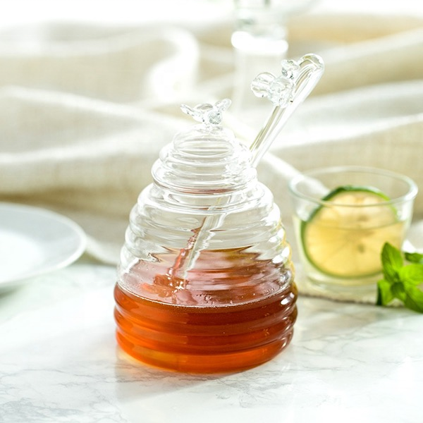 Wholesale Hermetic Honey Bee Pots With Dipper and Glass Lid