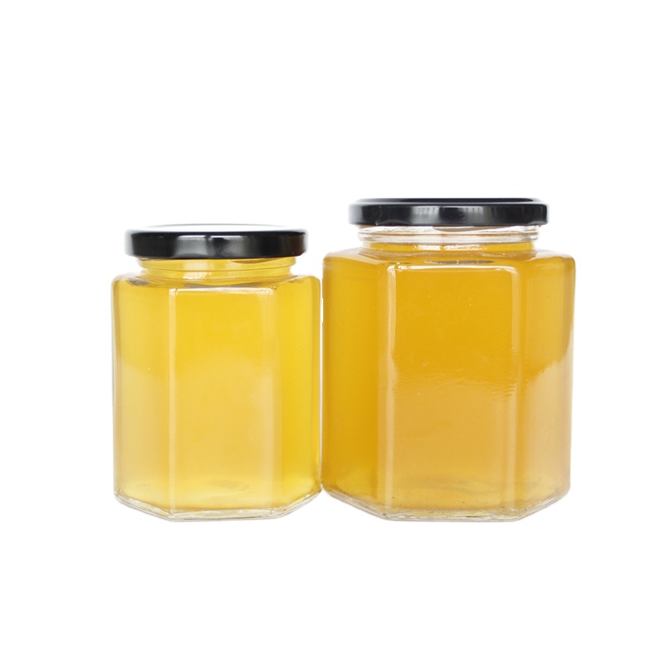 Wholesale High Grade Empty Clear Glass 180ml 280ml 400ml Hexagon Glass Jar For Honey With Lid Vanjoin