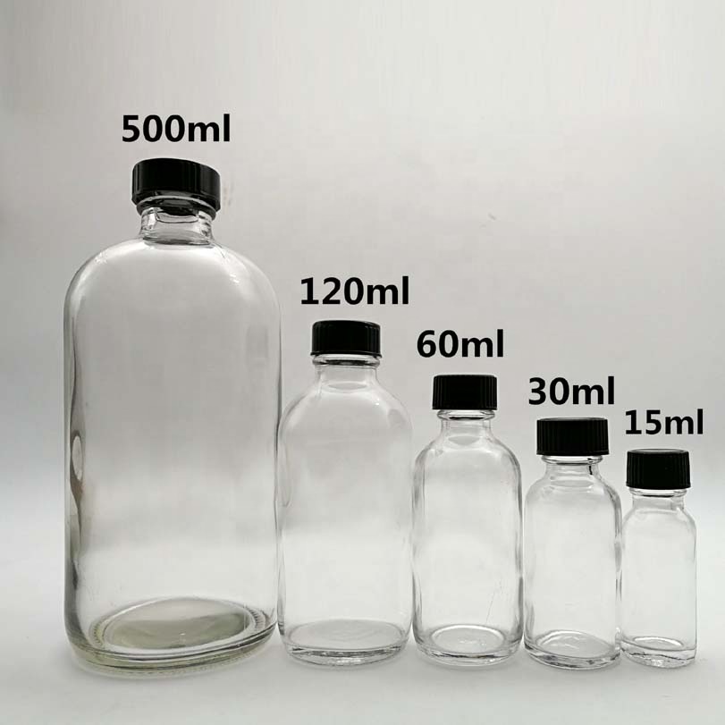Wholesale High Quality 1 oz 2 oz 4 oz 8 oz amber Boston bottle 16 oz transparent 60 ml with bakelite cap with sprayer cap