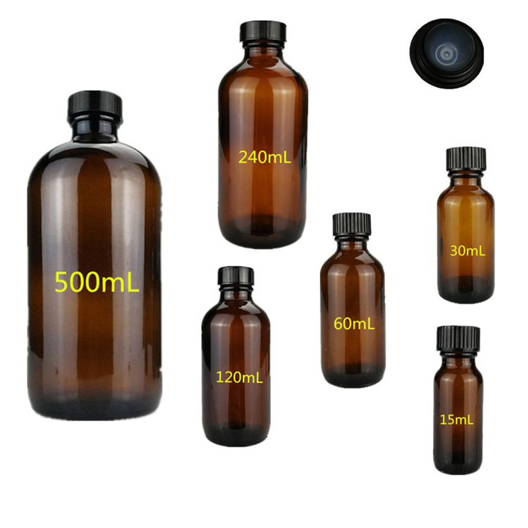 Wholesale High Quality 1 oz 2 oz 4 oz 8 oz amber Boston bottle 16 oz transparent 60 ml with bakelite cap with sprayer cap