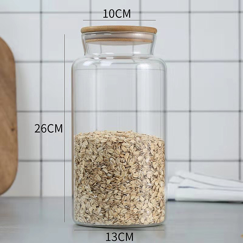 Wholesale High Quality Clear Custom Bamboo Lid Airtight Storage Food Container Set Glass Jar For Kitchen