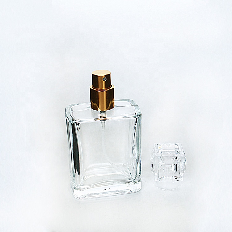 Wholesale High Quality Empty Square Flint Glass Luxury Perfume Bottle 100ml For Sale