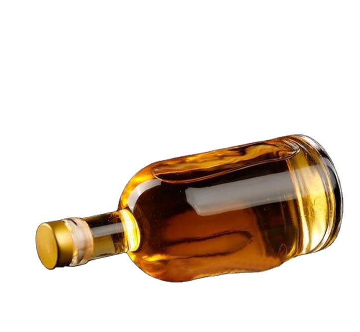 Wholesale High Quality Frosted  200ml  Gin Glass Bottle With Wood Cork Stopper