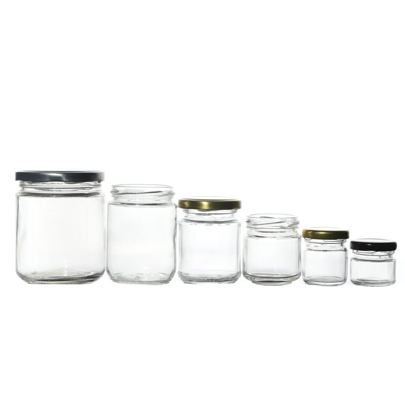Wholesale High Quality Multiple Capacities Food Empty Clear Round Glass Jar with Lid 50ml 100ml