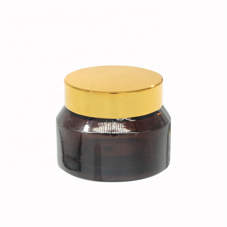 Wholesale High Quality Painted Amber Colored Cosmetic 30g Packaging Glass Jar For Cream With Black Cover