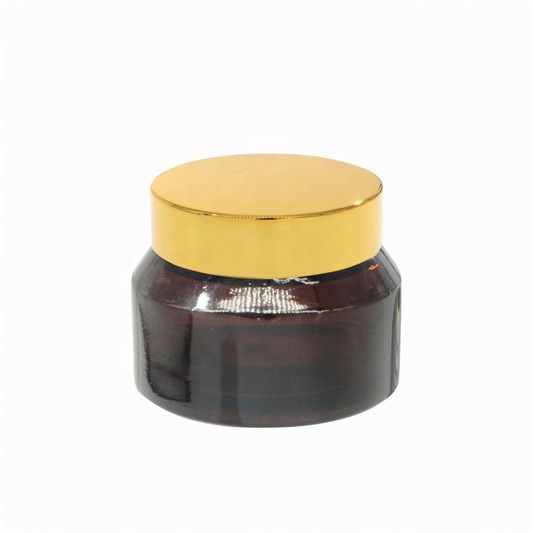 Wholesale High Quality Painted Amber Colored Cosmetic 30g Packaging Glass Jar For Cream With Black Cover