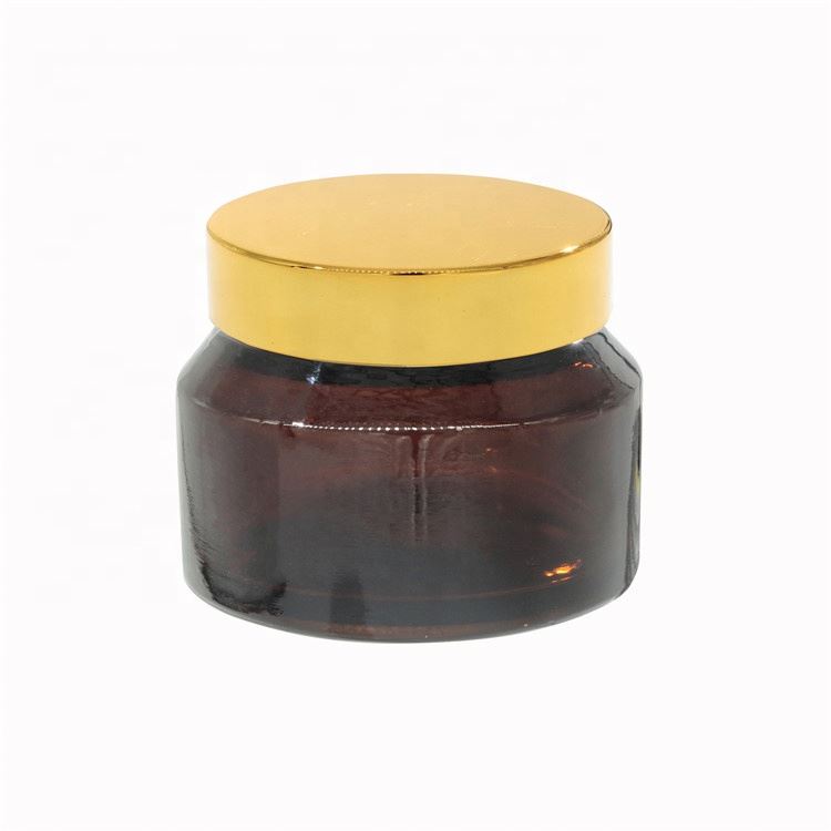 Wholesale High Quality Painted Amber Colored Cosmetic 30g Packaging Glass Jar For Cream With Black Cover