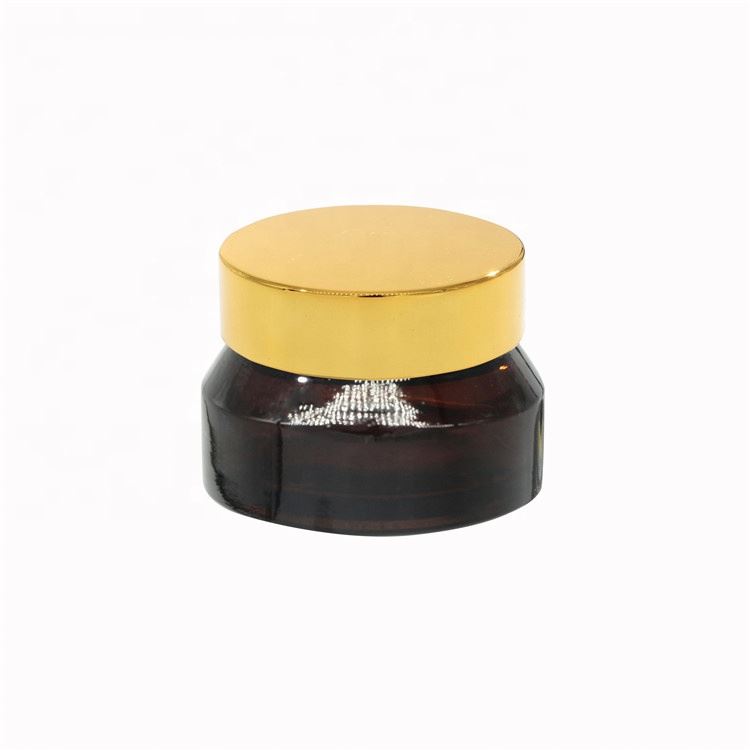 Wholesale High Quality Painted Amber Colored Cosmetic 30g Packaging Glass Jar For Cream With Black Cover