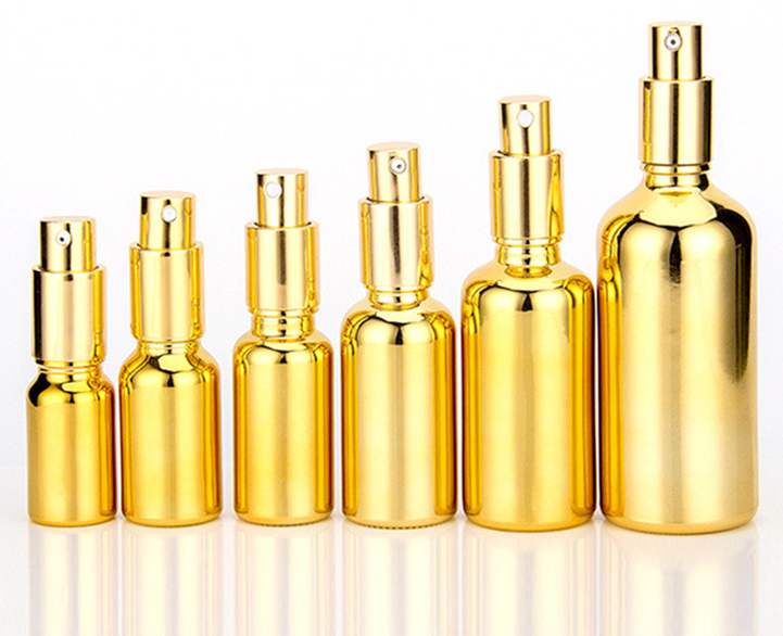 Wholesale High Quality Quick Shipping New Luxury Design 100ml Sliding Perfume Gold Glass Spray Bottles with Pump