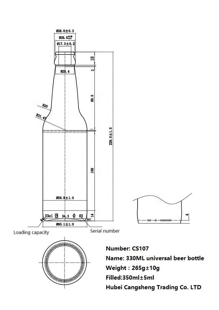 Wholesale High Quality amber and clear 330ml Empty Beer Glass Bottle