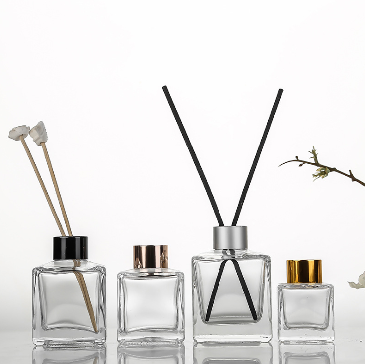Wholesale High-grade Square Glass Clear 50ml 100ml 150ml 200ml Empty Perfume Reed Diffuse Glass Bottle