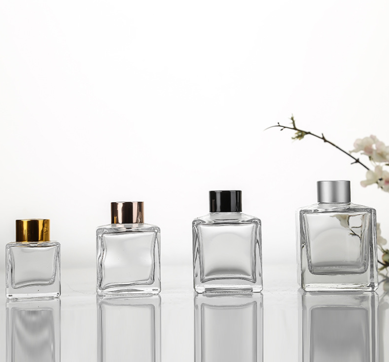 Wholesale High-grade Square Glass Clear 50ml 100ml 150ml 200ml Empty Perfume Reed Diffuse Glass Bottle