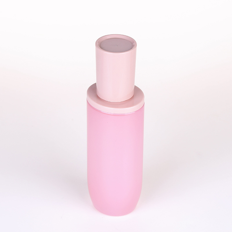 Wholesale High-grade pink ABS cap pink glass cosmetic bottle and jar cosmetic container package for personal care production